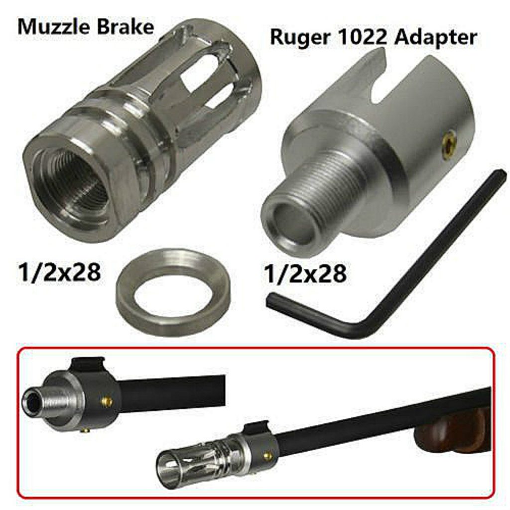 DB TAC Aluminum Muzzle Brake Adapter For Ruger 10/22 - 1/2x28 Thread - Lightweight & Durable