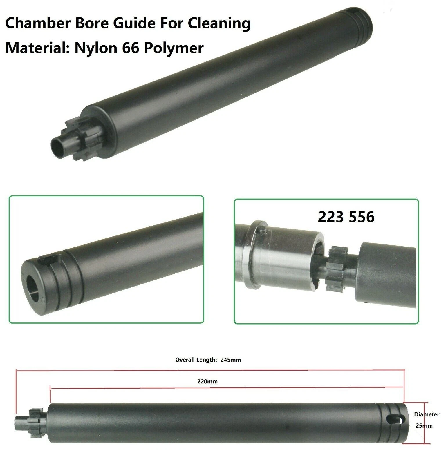 DB TAC Black Polymer Nylon 66 Bore Guide Chamber Cleaning Tool for .223 / 5.56 - Image 2