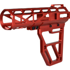 DB TAC Red Color Anodized Skeleton Fin Position Stock Clamp ,Skeletonized Pistol Arm Brace, No Tube