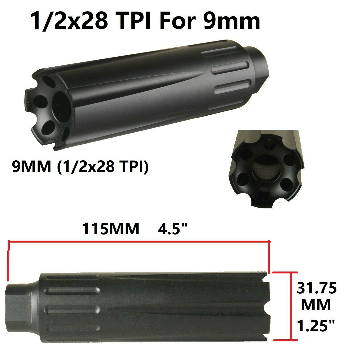 Ruger 1022 Low Concussion Muzzle Brake Compensator 1/2x28 TPI W Slip On Adapter 