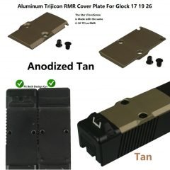 DB TAC Tan Color Aluminum RMR Cut Mounting Plate for GLOCK Slide, Aluminum RMR Cover Plate