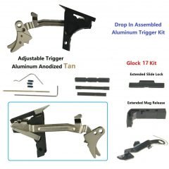 DB TAC Lower Parts Kit for GLOCK 17, Gen 1-3, and P80 With Adjustable Tan Trigger, Extended Release and Slide Lock