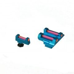 DB TAC Blue Aluminum Front and Rear Sight 6.5mm with Red Fiber Optic for GLOCK 17, 19, 22, 23, 24, 26, 27, 31, 34, 35, and 42, 43, 43X Slim Slide