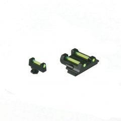 DB TAC Black Aluminum Front and Rear Sight 6.5mm with Green Fiber Optic for GLOCK 17, 19, 22, 23, 24, 26, 27, 31, 34, 35, and 42, 43, 43X Slim Slide