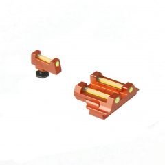 DB TAC Red Aluminum Front and Rear Sight 6.5mm with Green Fiber Optic for GLOCK 17, 19, 22, 23, 24, 26, 27, 31, 34, 35, and 42, 43, 43X Slim Slide