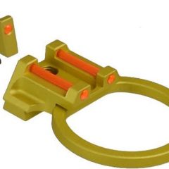 DB TAC High Profile 10 mm Aluminum Anodized Gold Front And Rear Sight With Red Fiber Optic for GLOCK 17, 19, 22, 23, 24, 26, 27, 31, 34, 35, 42, 43, 43X