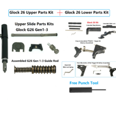 DB TAC G26 Upper and Lower Parts Kit Gen 1-3 Compatible Polymer 80 Complete Slide Parts Kit Glock 26 UPK LPK with Punch Tool