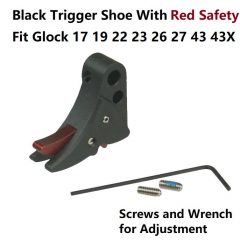 DB TAC Black Color Trigger Shoe With Red Color Safety For All Glock GEN 3-4 & GEN 5 models, from sub-compacts to large frames