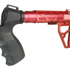 DB TAC Anodized Red Color Skeleton Fin Position Stock Clamp With Tube,Skeletonized Pistol Arm Brace For Mossberg 500 / 535 / 590 / 835 Maverlck 88 12 Gauge and 20 Gauge