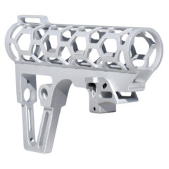 DB TAC Skeletonized .223/5.56/.308 Stock for Mil Spec Tubes, CA Legal Fixed Stock, 6 Position, Made in USA, Silver Anodized Aluminum
