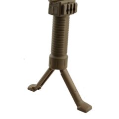 DB TAC Tan Color Vertical Foregrip Bipod – Polymer Grip Pod w/ Steel Reinforced Legs Picatinny Rail Mount