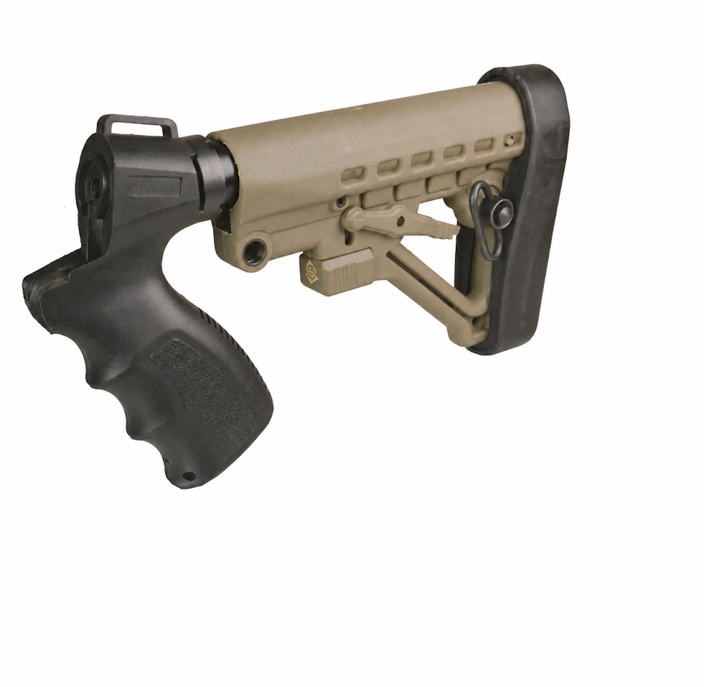 DB TAC Dark Tan Adjustable Stock & Black Pistol Grip for Mossberg 500 590 Maverick 88 12GA 20GA