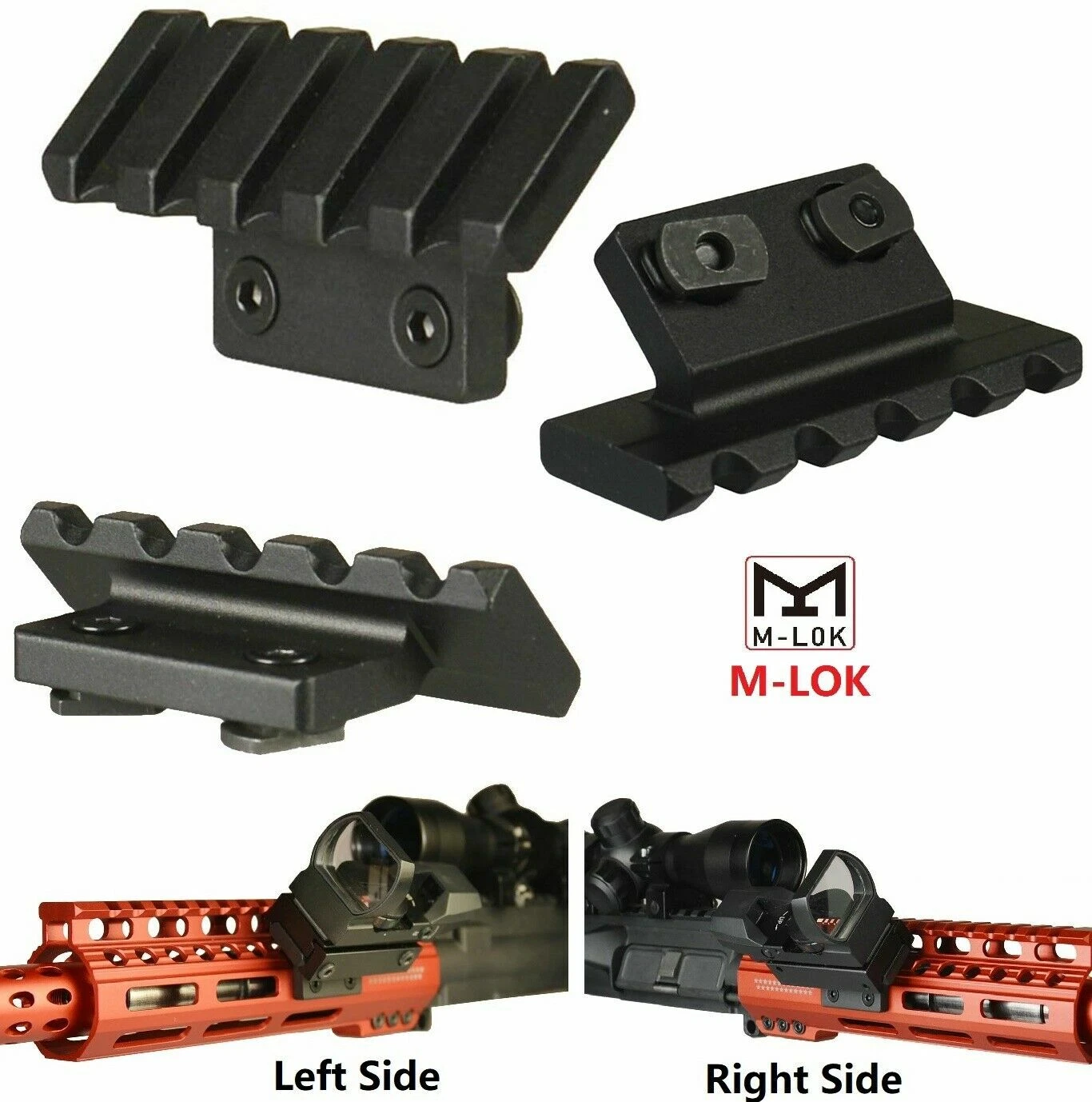 DB TAC 5-Slots 45 Degree Offset Picatinny Weaver Rail Mount for M-LOK – Aluminum - Image 2