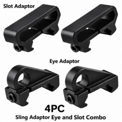 DB TAC 4PC Picatinny Weaver Rail Sling Adapter Mount – 2 Eye + 2 Slot Aluminum Black