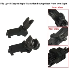 DB TAC 45 Degree Offset Flip Up Backup Iron Sights Picatinny / Weaver Rail Front & Rear Set – All Metal